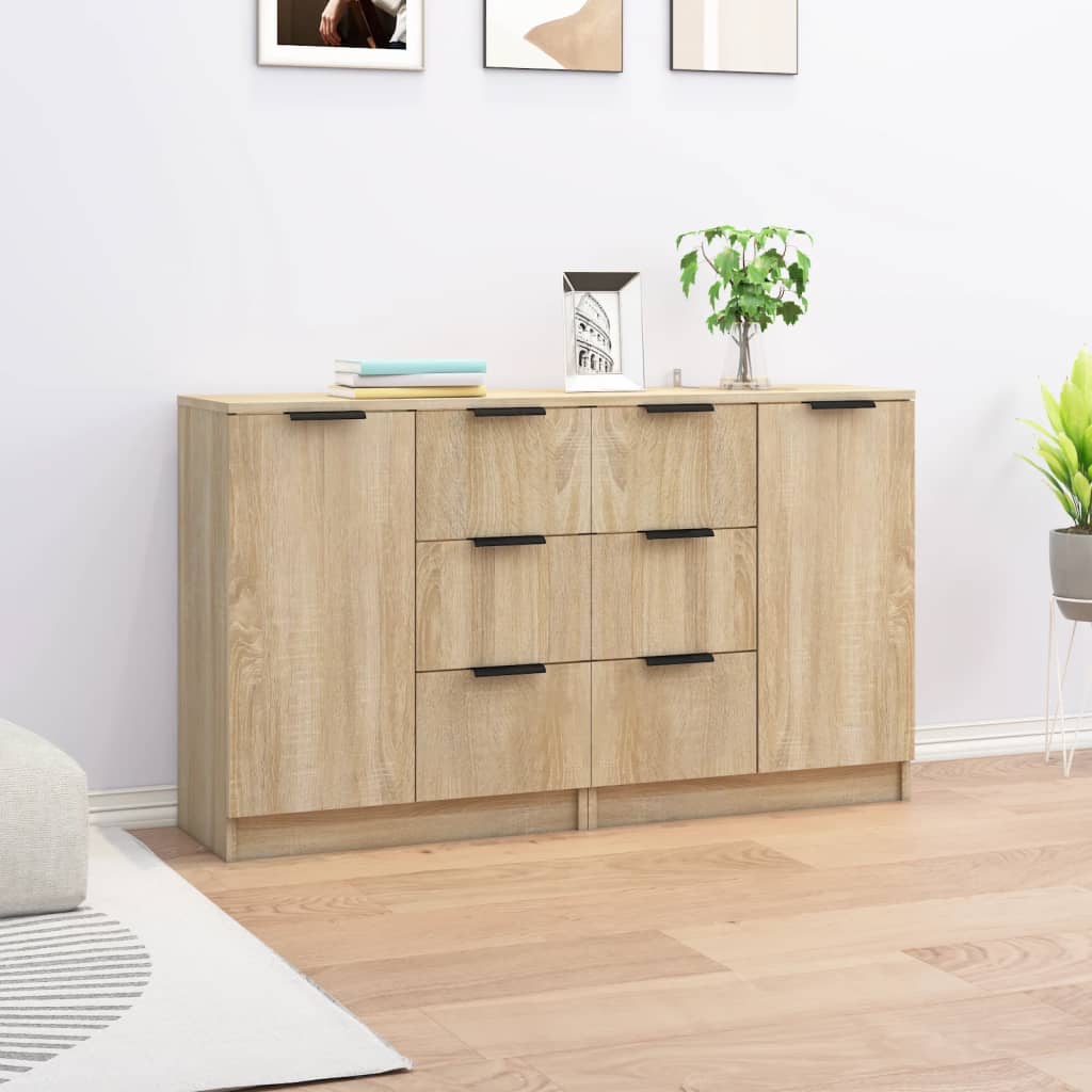 Dressoirs 2 st 60x30x70 cm bewerkt hout sonoma eikenkleurig is nu te koop bij PeponiXL, paradijselijk wonen!