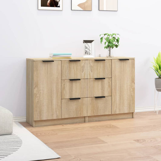 Dressoirs 2 st 60x30x70 cm bewerkt hout sonoma eikenkleurig is nu te koop bij PeponiXL, paradijselijk wonen!