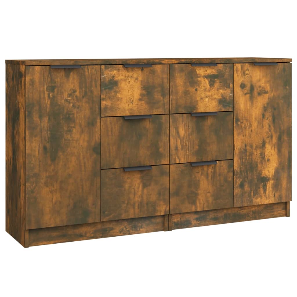 Dressoirs 2 st 60x30x70 cm bewerkt hout gerookt eikenkleurig is nu te koop bij PeponiXL, paradijselijk wonen!