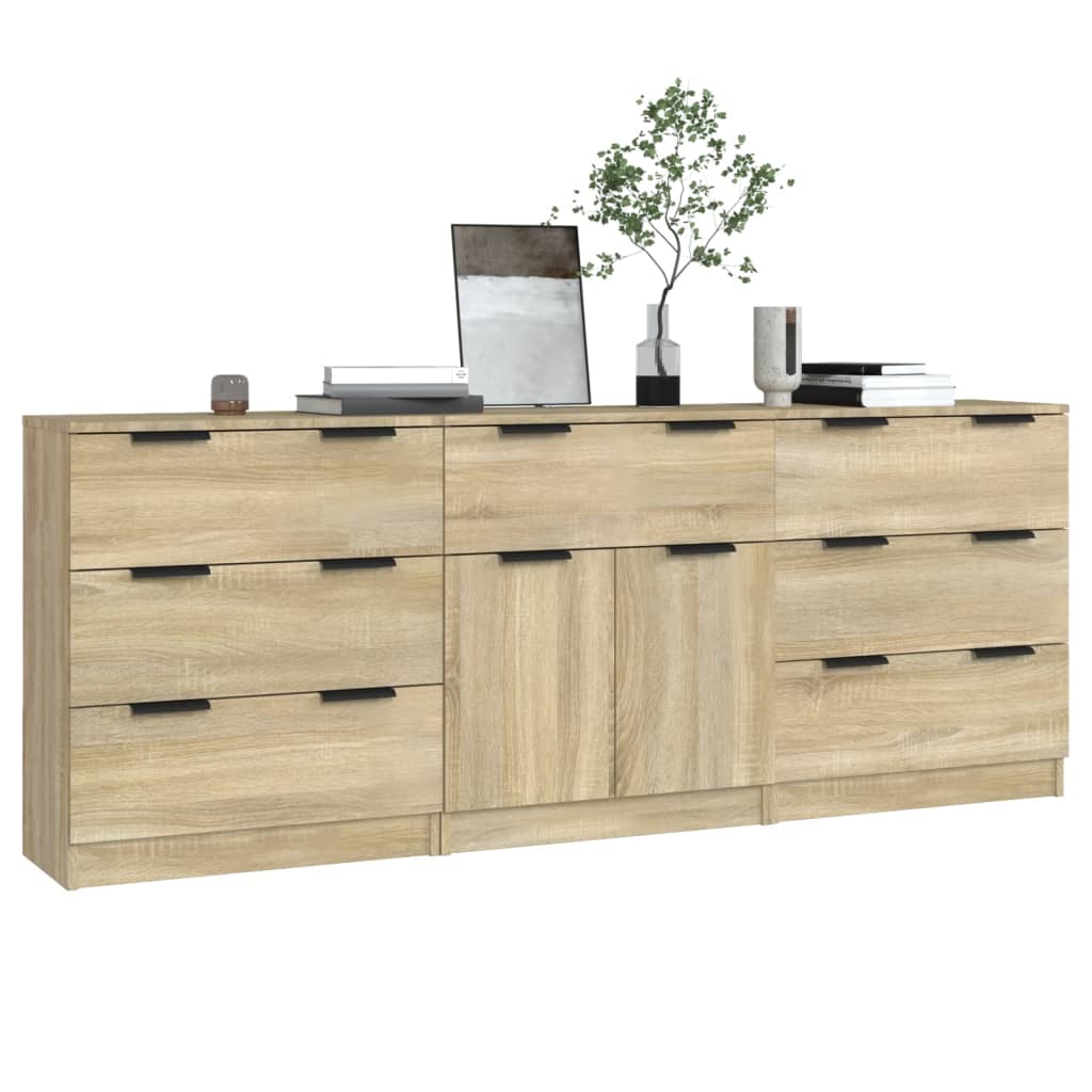 3-delige Dressoirs bewerkt hout sonoma eiken is nu te koop bij PeponiXL, paradijselijk wonen!