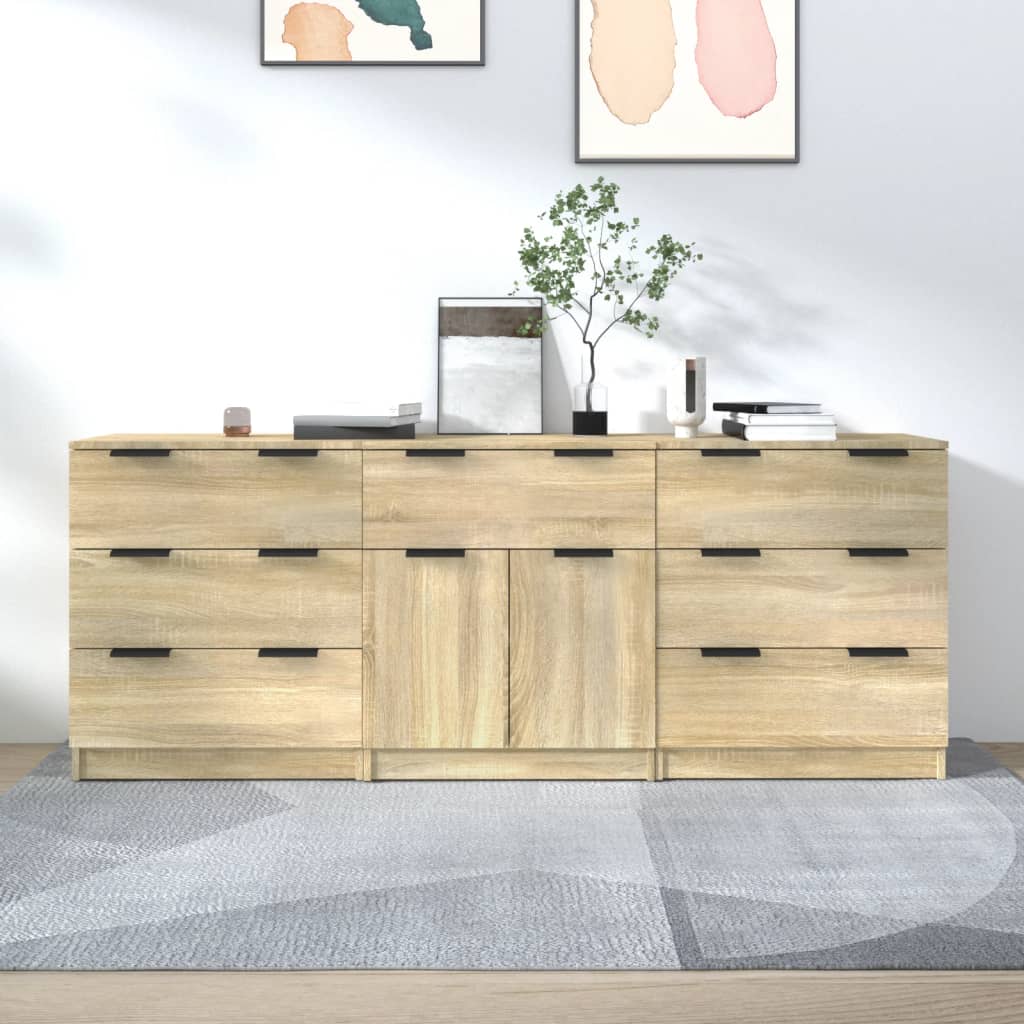 3-delige Dressoirs bewerkt hout sonoma eiken is nu te koop bij PeponiXL, paradijselijk wonen!