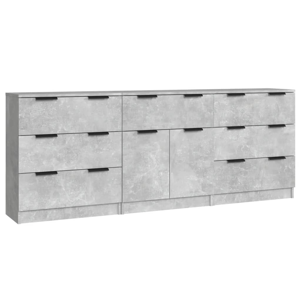 3-delige Dressoirs bewerkt hout betongrijs is nu te koop bij PeponiXL, paradijselijk wonen!