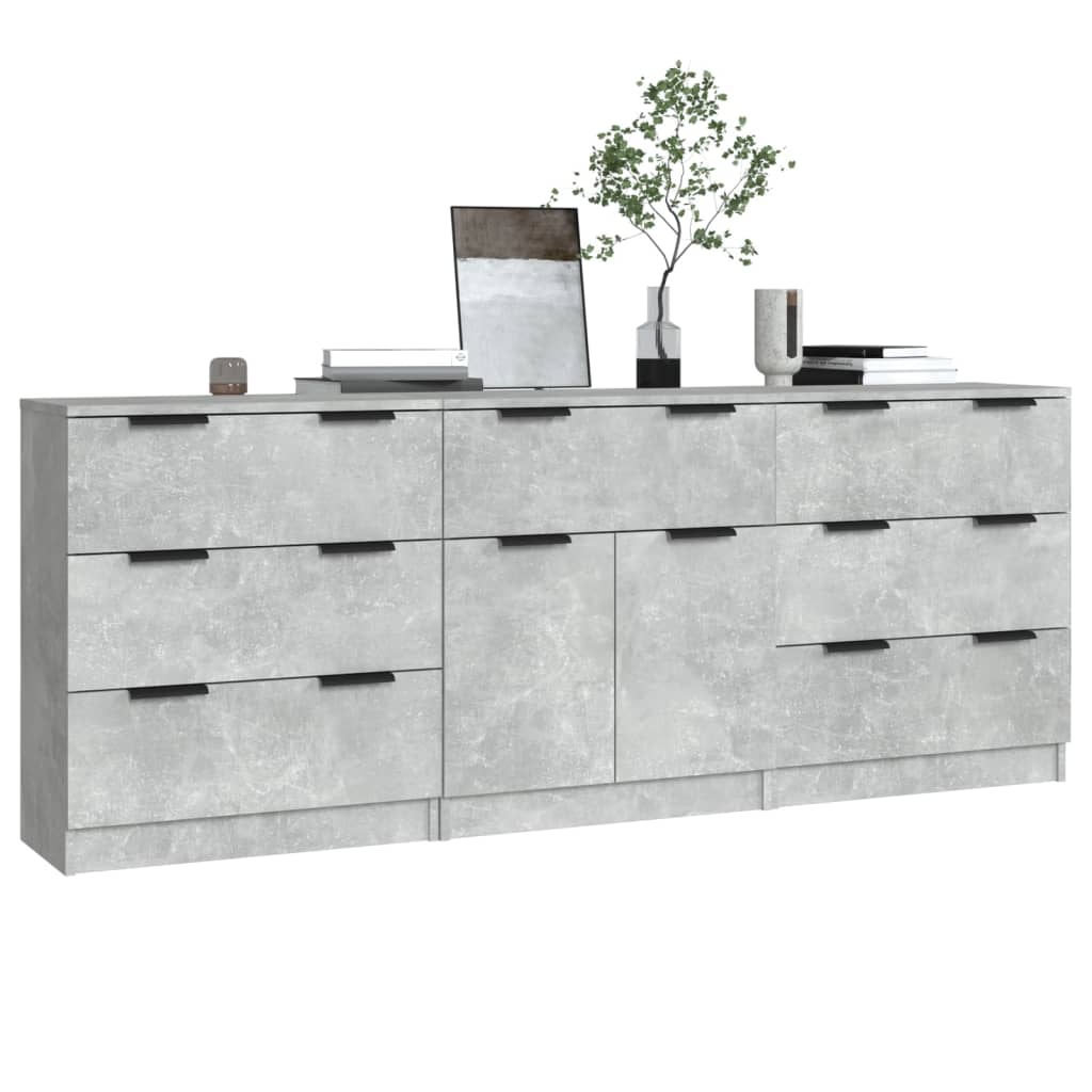 3-delige Dressoirs bewerkt hout betongrijs is nu te koop bij PeponiXL, paradijselijk wonen!
