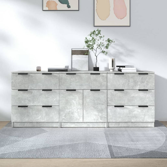 3-delige Dressoirs bewerkt hout betongrijs is nu te koop bij PeponiXL, paradijselijk wonen!