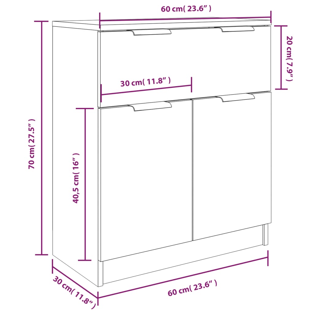 3-delige Dressoirs bewerkt hout grijs sonoma eikenkleurig is nu te koop bij PeponiXL, paradijselijk wonen!