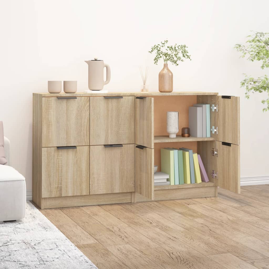 Dressoirs 2 st 60x30x70 cm bewerkt hout sonoma eikenkleurig is nu te koop bij PeponiXL, paradijselijk wonen!