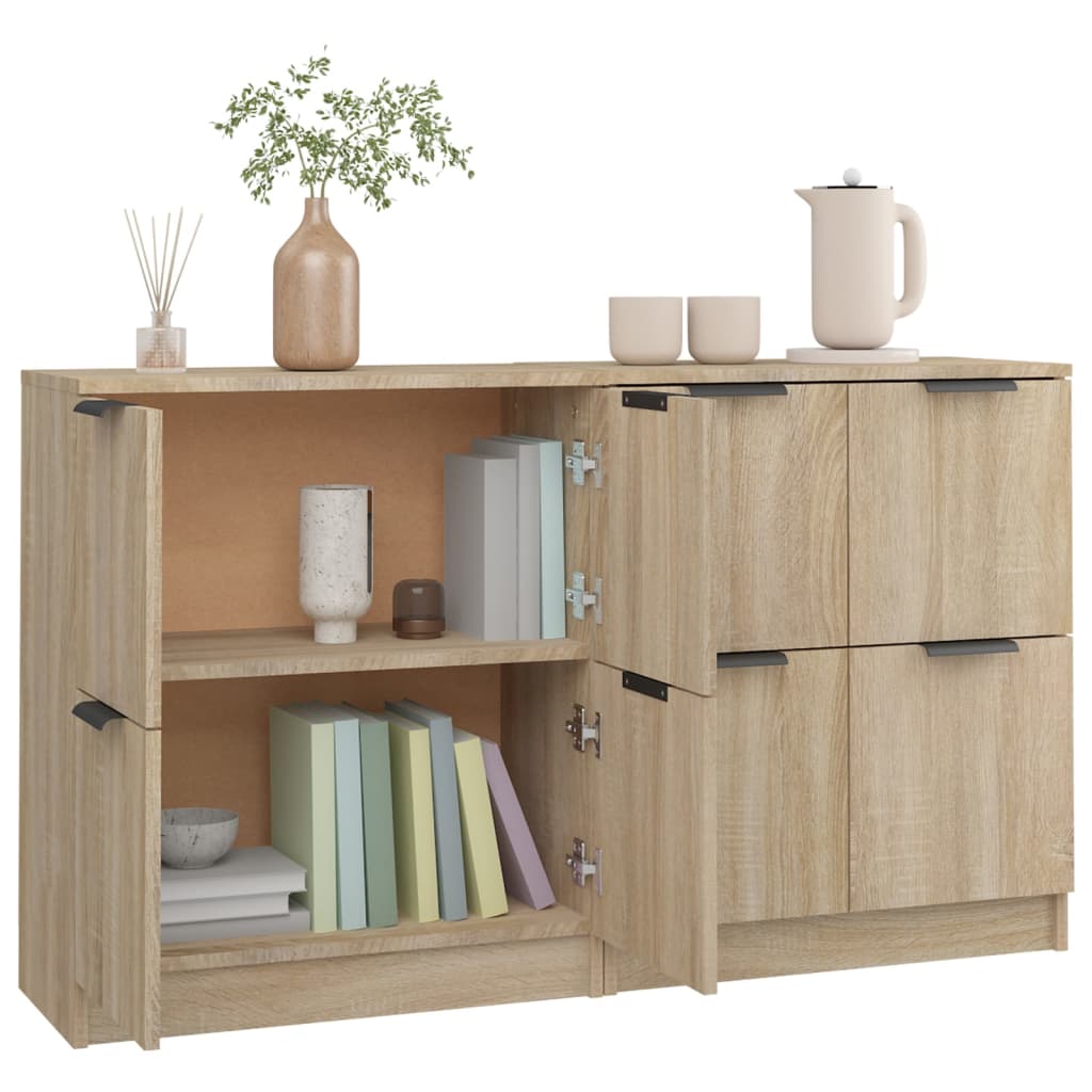 Dressoirs 2 st 60x30x70 cm bewerkt hout sonoma eikenkleurig is nu te koop bij PeponiXL, paradijselijk wonen!