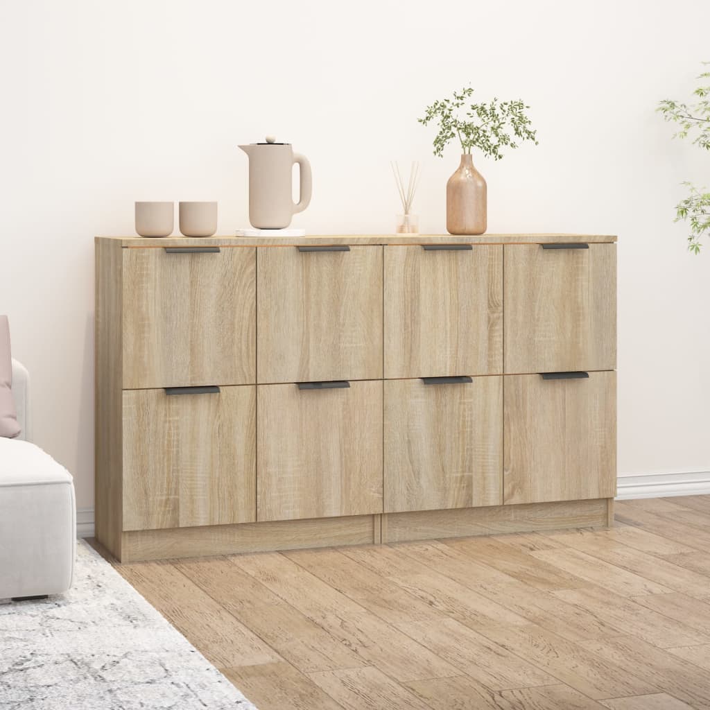 Dressoirs 2 st 60x30x70 cm bewerkt hout sonoma eikenkleurig is nu te koop bij PeponiXL, paradijselijk wonen!