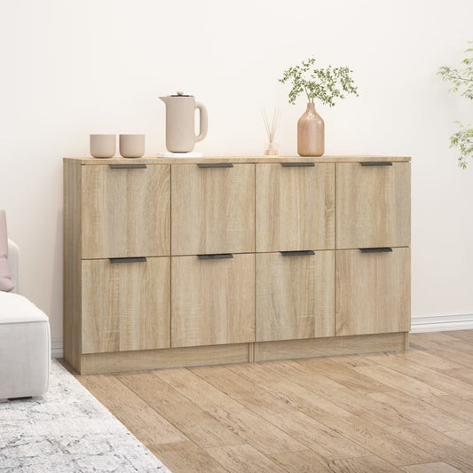 Dressoirs 2 st 60x30x70 cm bewerkt hout sonoma eikenkleurig is nu te koop bij PeponiXL, paradijselijk wonen!