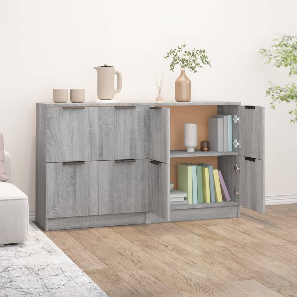Dressoirs 2 st 60x30x70 cm bewerkt hout grijs sonoma eiken is nu te koop bij PeponiXL, paradijselijk wonen!
