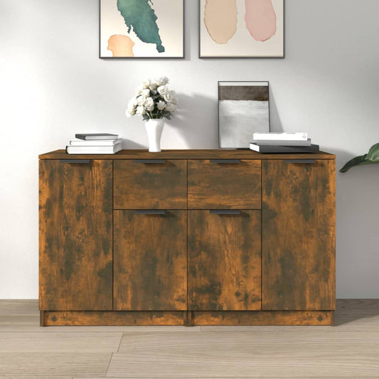 Dressoirs 2 st 60x30x70 cm bewerkt hout gerookt eikenkleurig is nu te koop bij PeponiXL, paradijselijk wonen!