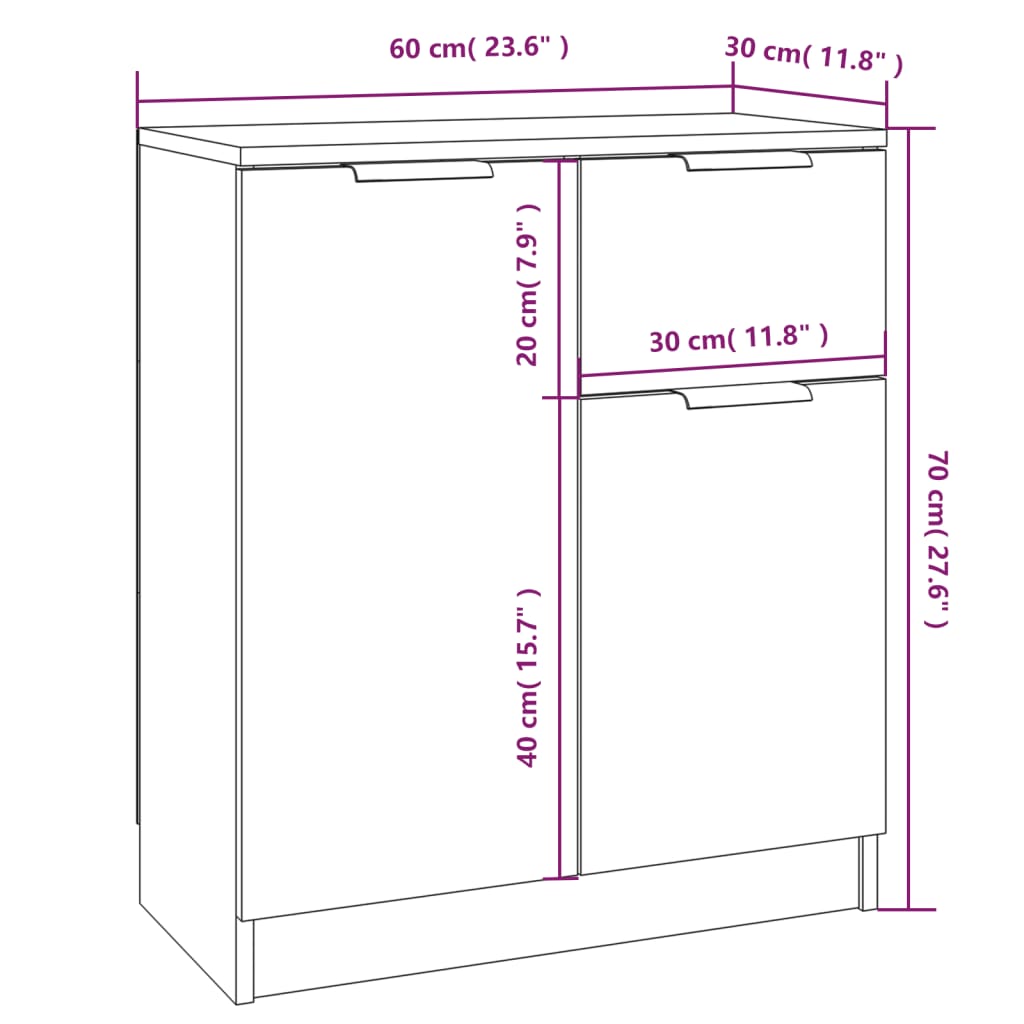 Dressoirs 2 st 60x30x70 cm bewerkt hout grijs sonoma eiken is nu te koop bij PeponiXL, paradijselijk wonen!