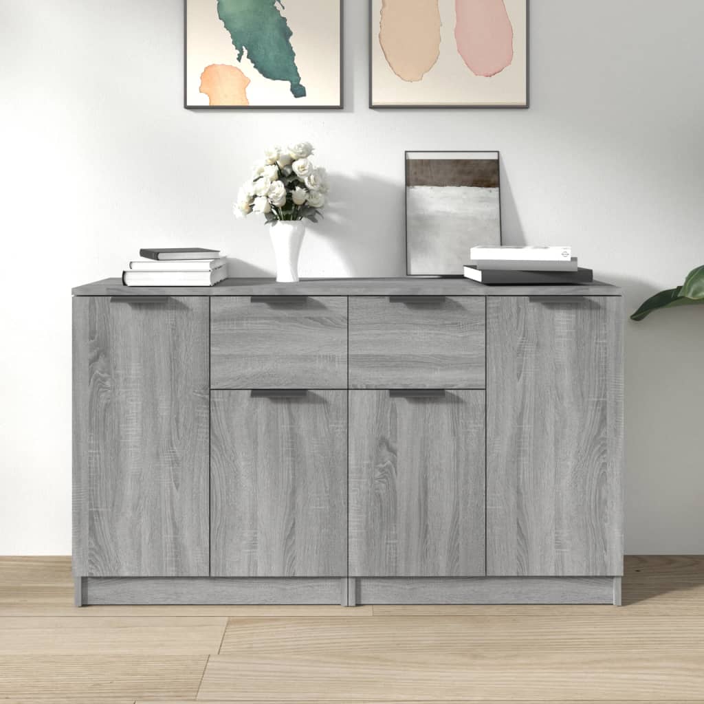 Dressoirs 2 st 60x30x70 cm bewerkt hout grijs sonoma eiken is nu te koop bij PeponiXL, paradijselijk wonen!