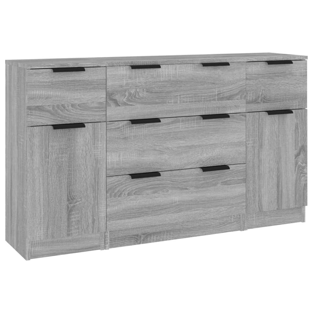 3-delige Dressoirset bewerkt hout grijs sonoma eikenkleurig is nu te koop bij PeponiXL, paradijselijk wonen!