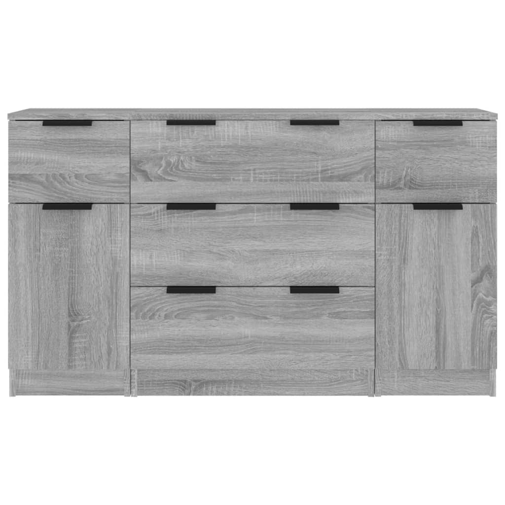 3-delige Dressoirset bewerkt hout grijs sonoma eikenkleurig is nu te koop bij PeponiXL, paradijselijk wonen!