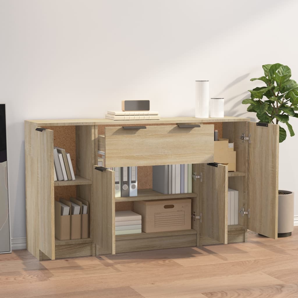 Dressoirs 3 st bewerkt hout sonoma eiken is nu te koop bij PeponiXL, paradijselijk wonen!