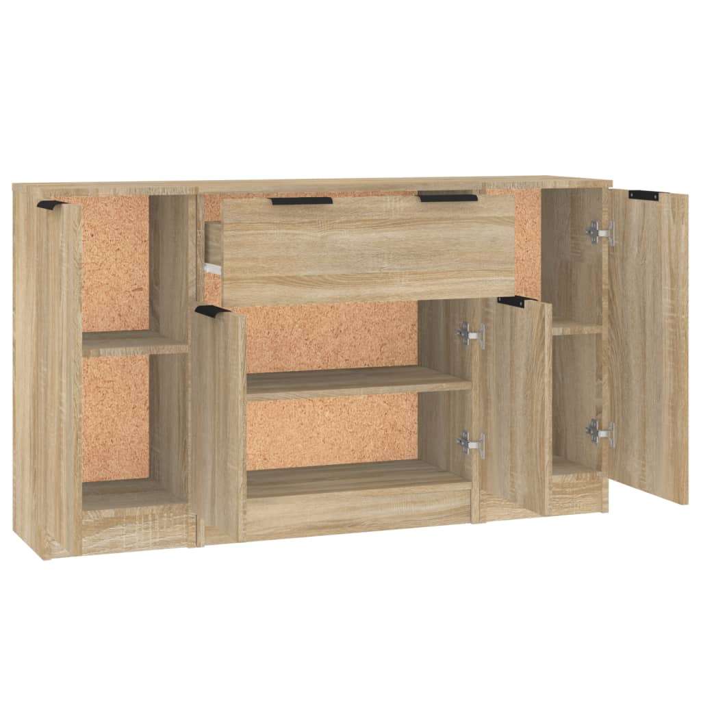 Dressoirs 3 st bewerkt hout sonoma eiken is nu te koop bij PeponiXL, paradijselijk wonen!