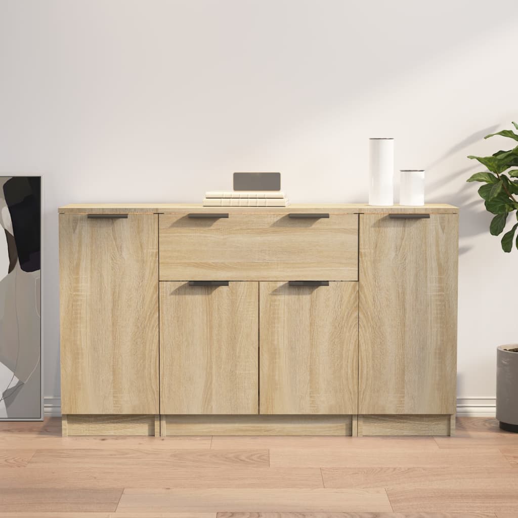 Dressoirs 3 st bewerkt hout sonoma eiken is nu te koop bij PeponiXL, paradijselijk wonen!