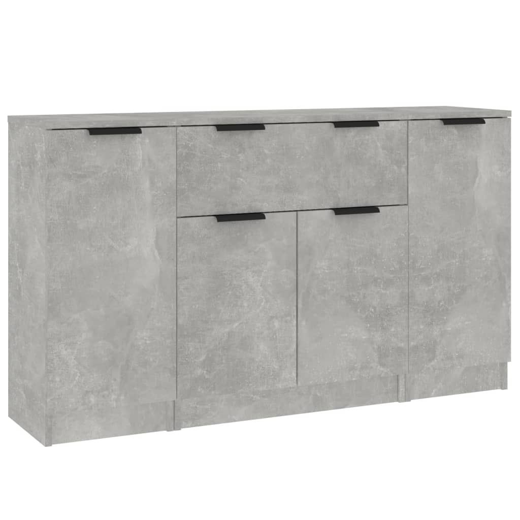 Dressoirs 3 st bewerkt hout betongrijs is nu te koop bij PeponiXL, paradijselijk wonen!