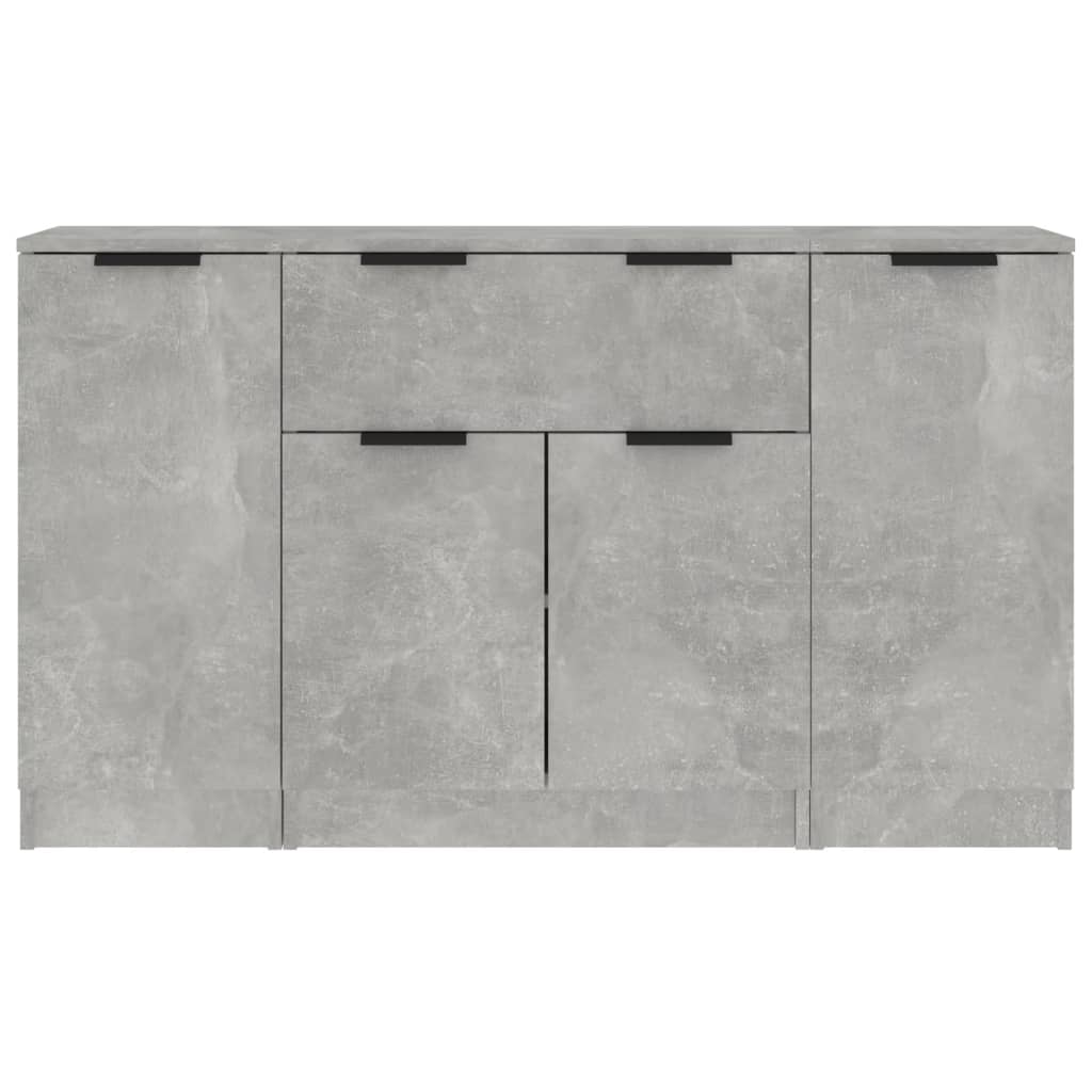 Dressoirs 3 st bewerkt hout betongrijs is nu te koop bij PeponiXL, paradijselijk wonen!