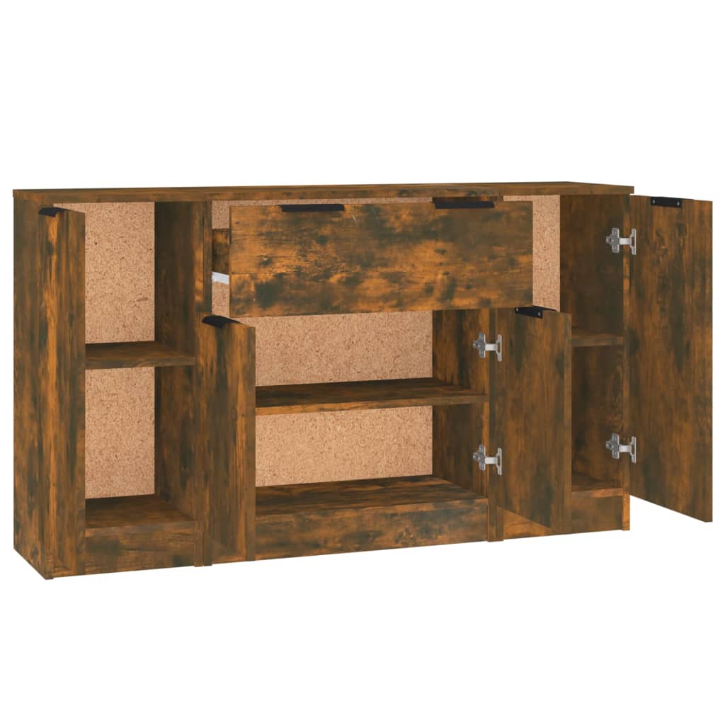 Dressoirs 3 st bewerkt hout gerookt eikenkleurig is nu te koop bij PeponiXL, paradijselijk wonen!