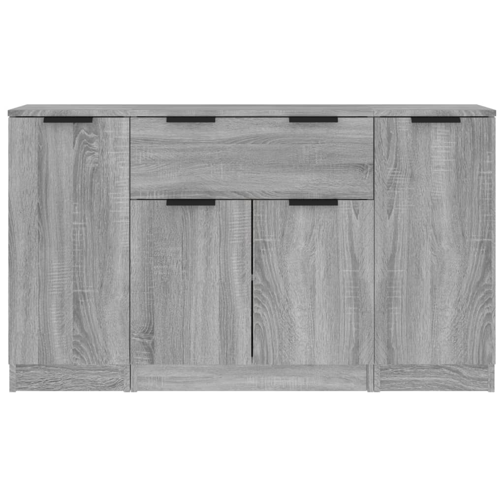 Dressoirs 3 st bewerkt hout grijs sonoma eikenkleurig is nu te koop bij PeponiXL, paradijselijk wonen!