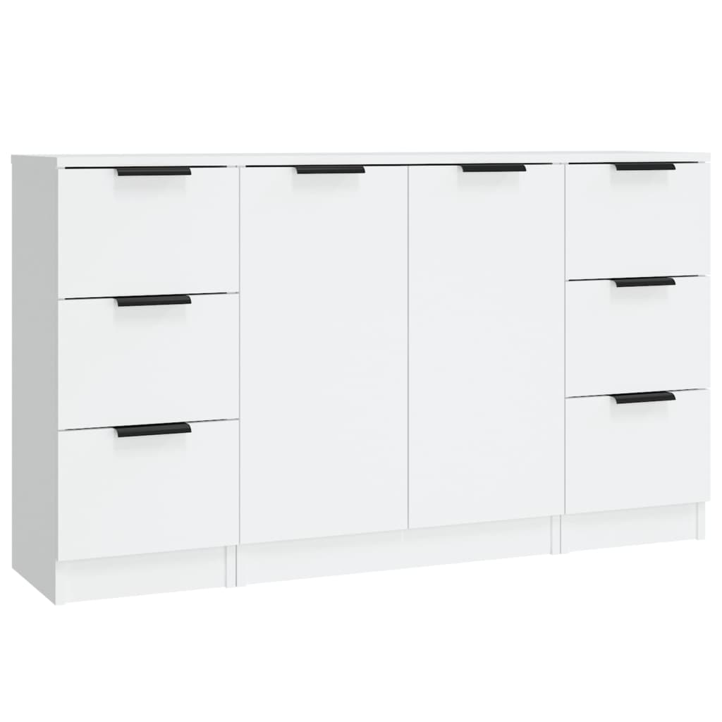 Dressoirs 3 st bewerkt hout wit is nu te koop bij PeponiXL, paradijselijk wonen!