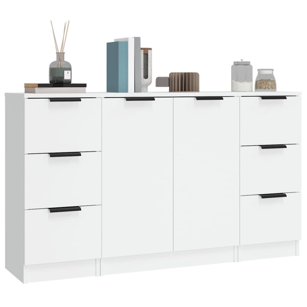 Dressoirs 3 st bewerkt hout wit is nu te koop bij PeponiXL, paradijselijk wonen!