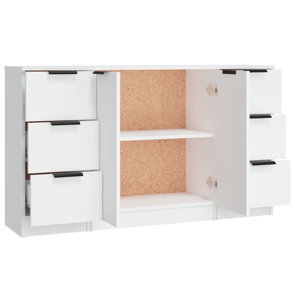 Dressoirs 3 st bewerkt hout wit is nu te koop bij PeponiXL, paradijselijk wonen!