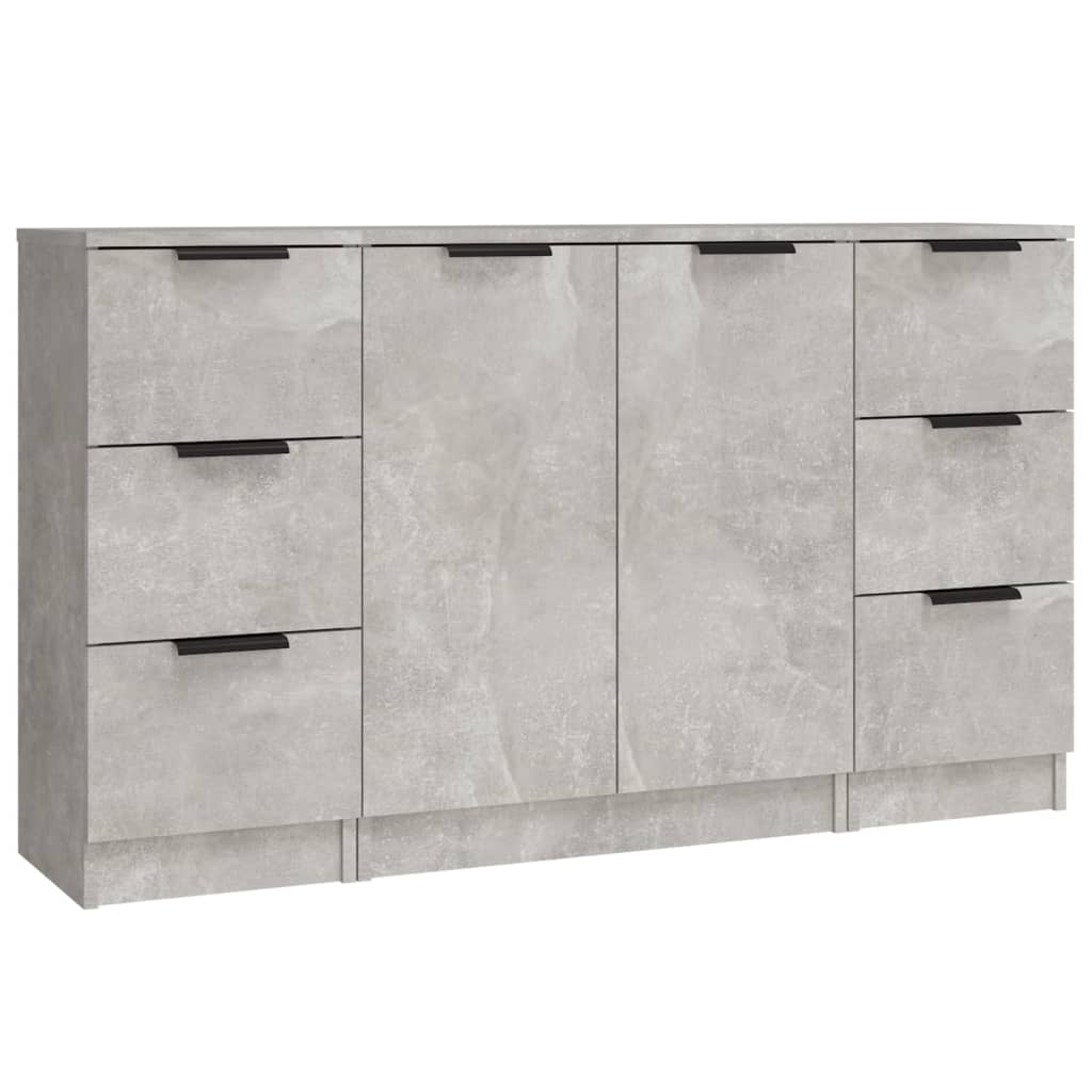 Dressoirs 3 st bewerkt hout betongrijs is nu te koop bij PeponiXL, paradijselijk wonen!