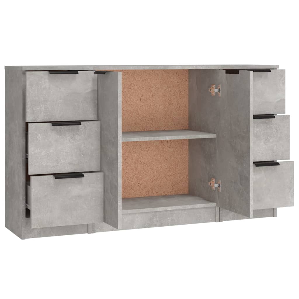 Dressoirs 3 st bewerkt hout betongrijs is nu te koop bij PeponiXL, paradijselijk wonen!