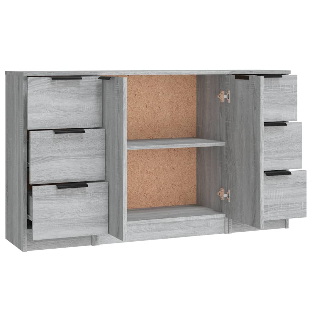 Dressoirs 3 st bewerkt hout grijs sonoma eikenkleurig is nu te koop bij PeponiXL, paradijselijk wonen!
