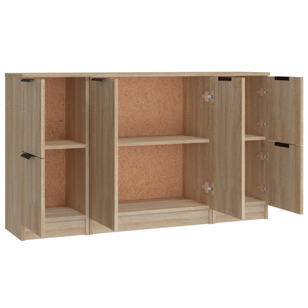 Dressoirs 3 st bewerkt hout sonoma eiken is nu te koop bij PeponiXL, paradijselijk wonen!
