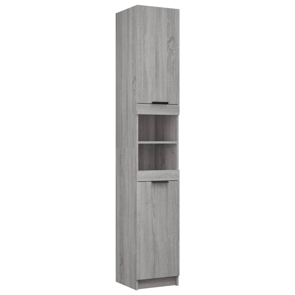 5-delige Badkamerkastenset bewerkt hout grijs sonoma eikenkleur is nu te koop bij PeponiXL, paradijselijk wonen!