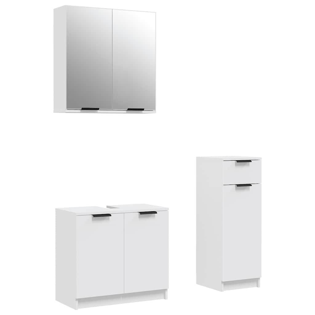 3-delige Badkamerkastenset bewerkt hout wit is nu te koop bij PeponiXL, paradijselijk wonen!