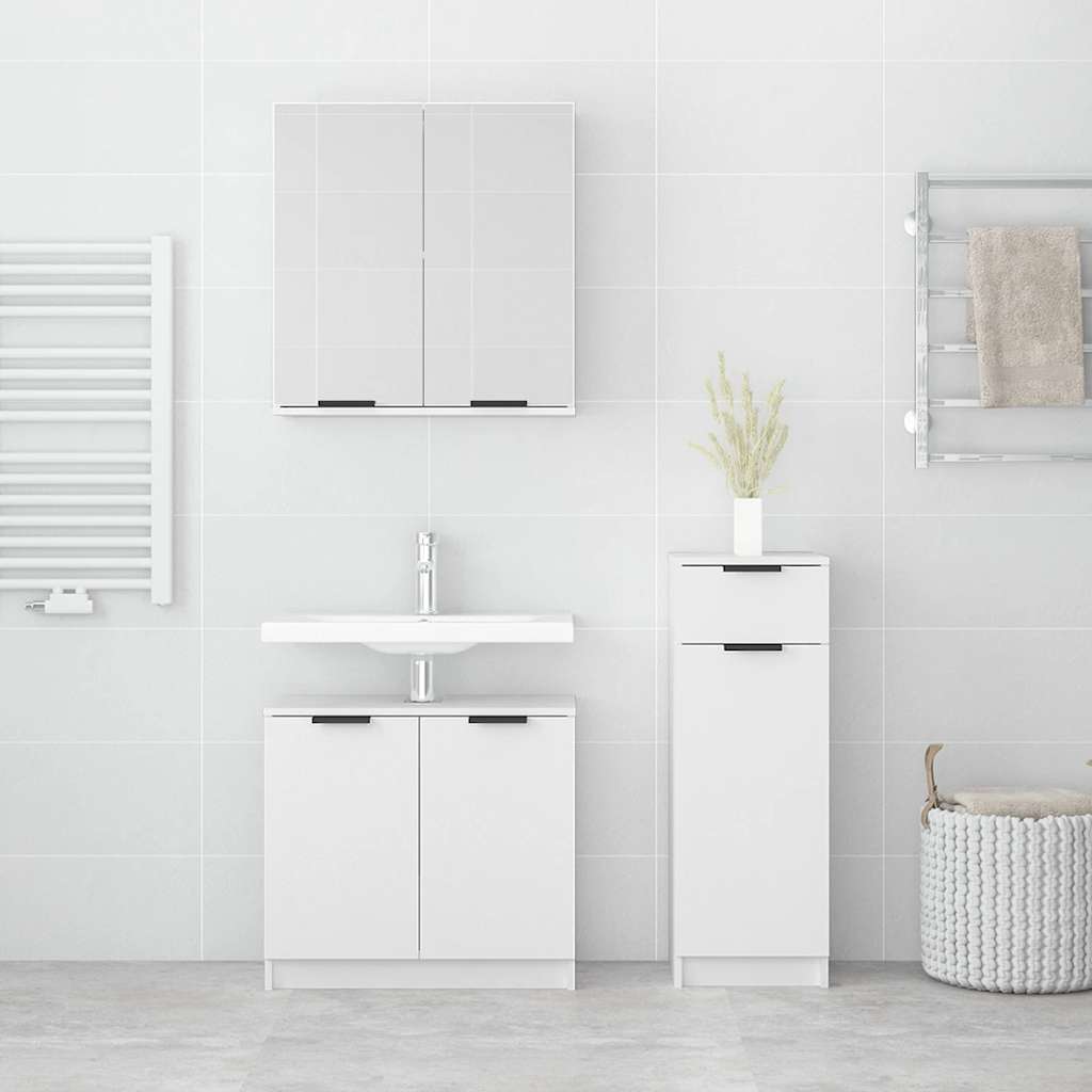 3-delige Badkamerkastenset bewerkt hout wit is nu te koop bij PeponiXL, paradijselijk wonen!
