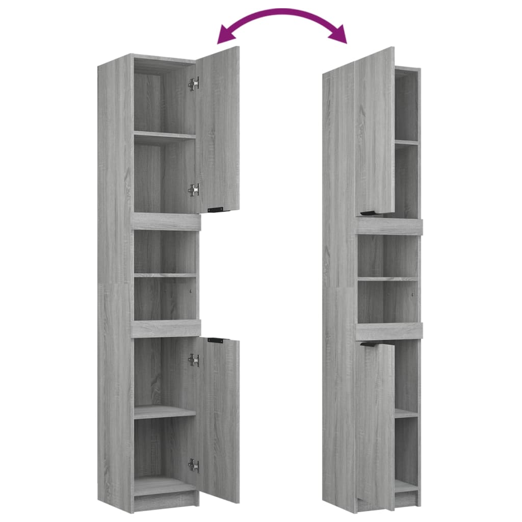3-delige Badkamermeubelset bewerkt hout grijs sonoma eikenkleur is nu te koop bij PeponiXL, paradijselijk wonen!