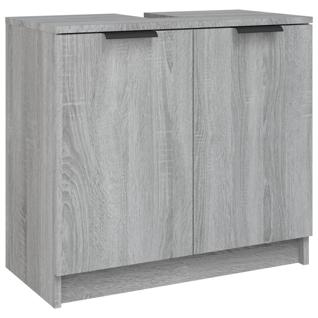 3-delige Badkamermeubelset bewerkt hout grijs sonoma eikenkleur is nu te koop bij PeponiXL, paradijselijk wonen!