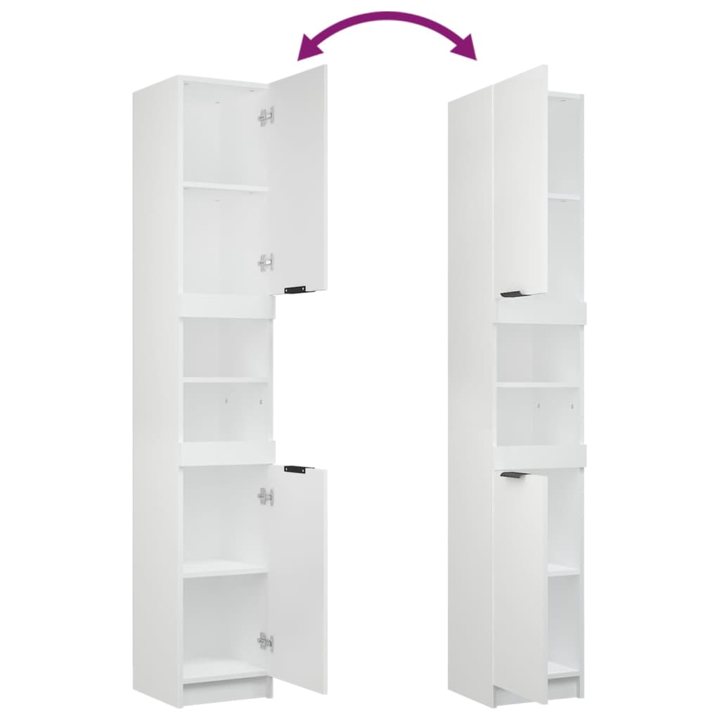 4-delige Badkamerkastenset bewerkt hout wit is nu te koop bij PeponiXL, paradijselijk wonen!