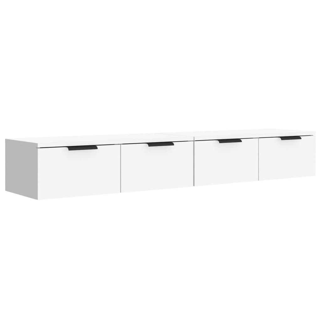 Wandkasten 2 st 68x30x20 cm bewerkt hout wit is nu te koop bij PeponiXL, paradijselijk wonen!