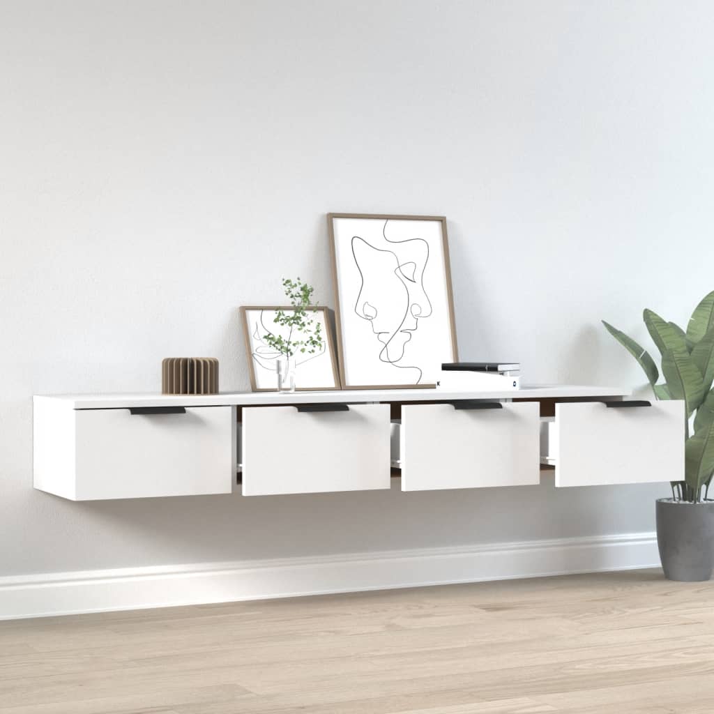 Wandkasten 2 st 68x30x20 cm bewerkt hout wit is nu te koop bij PeponiXL, paradijselijk wonen!