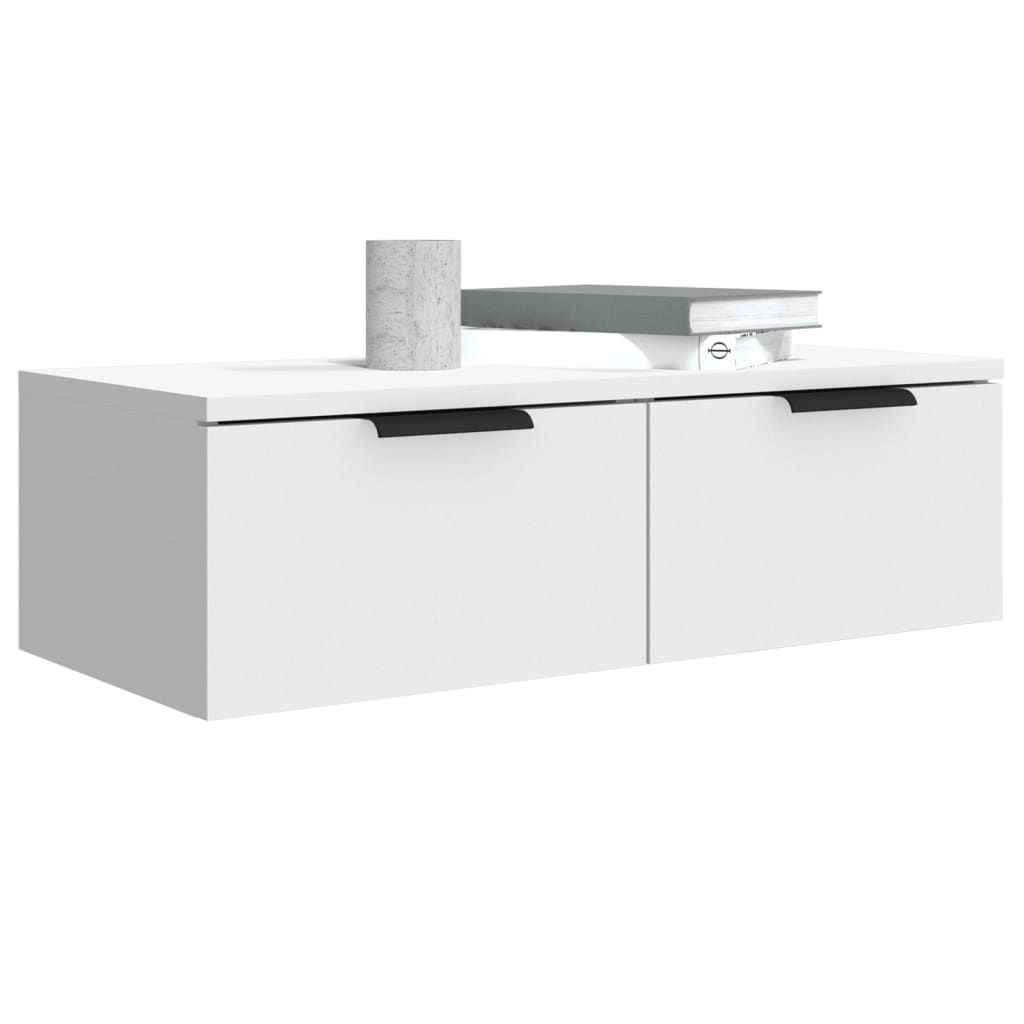 Wandkasten 2 st 68x30x20 cm bewerkt hout wit is nu te koop bij PeponiXL, paradijselijk wonen!