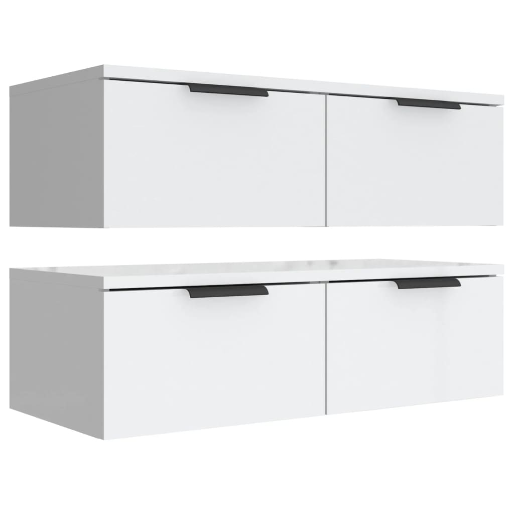 Wandkasten 2 st 68x30x20 cm bewerkt hout wit is nu te koop bij PeponiXL, paradijselijk wonen!