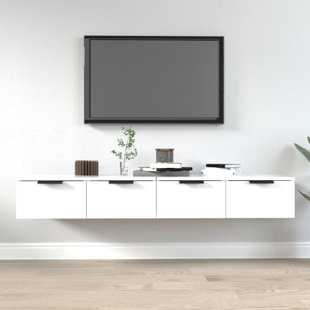 Wandkasten 2 st 68x30x20 cm bewerkt hout wit is nu te koop bij PeponiXL, paradijselijk wonen!