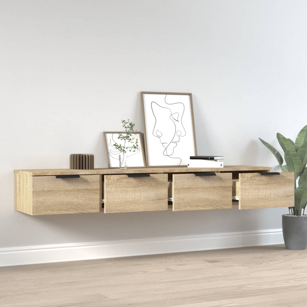 Wandkasten 2 st 68x30x20 cm bewerkt hout gerookt eiken is nu te koop bij PeponiXL, paradijselijk wonen!