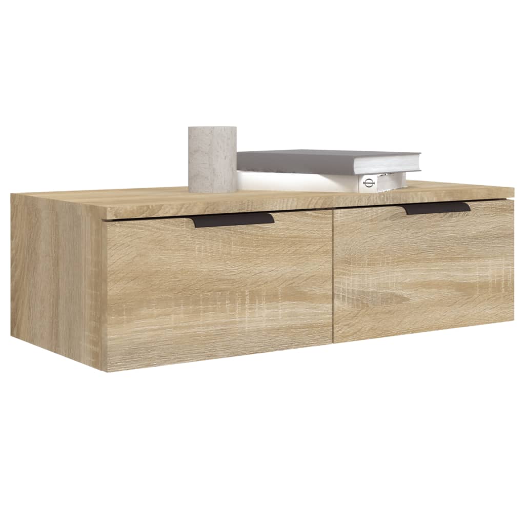 Wandkasten 2 st 68x30x20 cm bewerkt hout gerookt eiken is nu te koop bij PeponiXL, paradijselijk wonen!