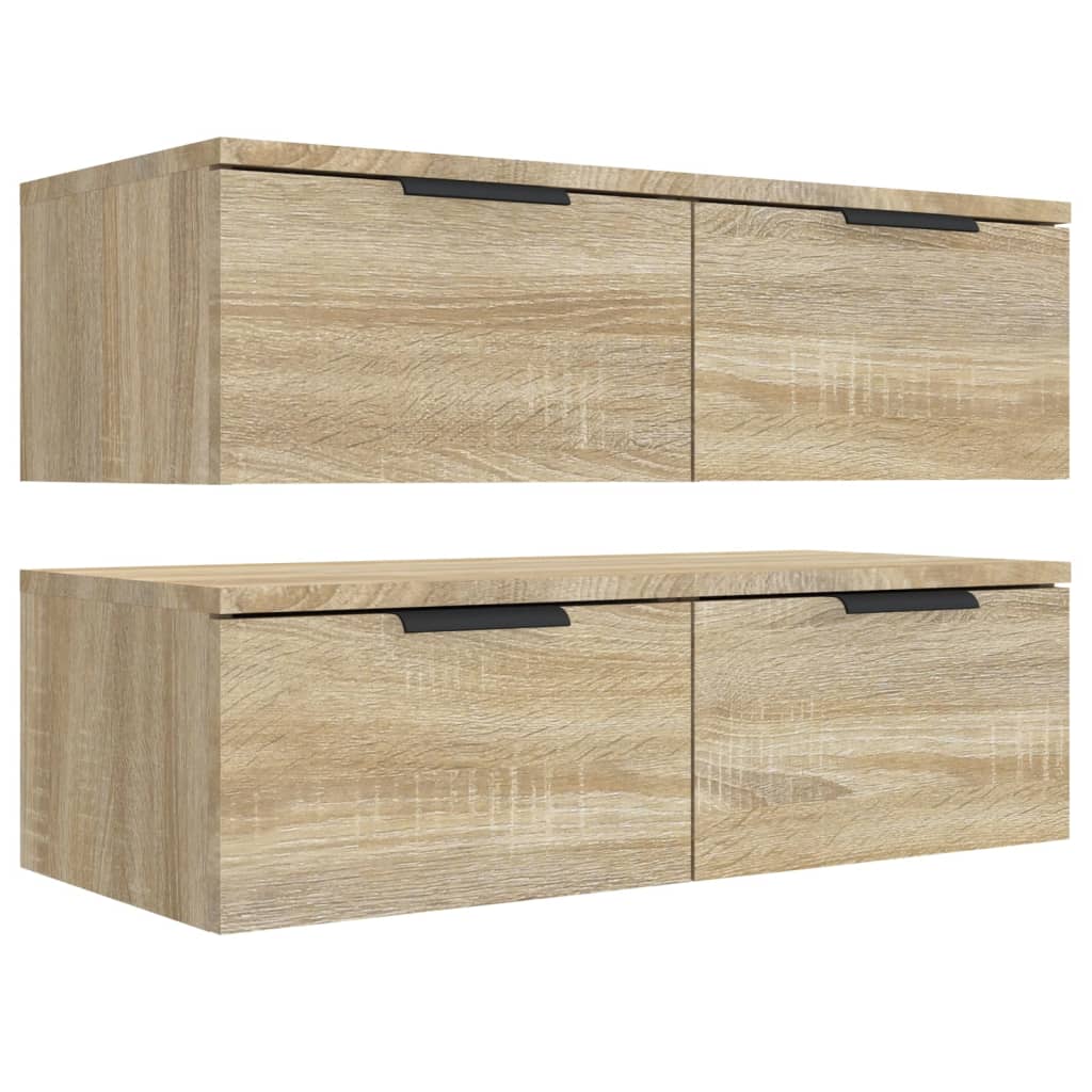 Wandkasten 2 st 68x30x20 cm bewerkt hout gerookt eiken is nu te koop bij PeponiXL, paradijselijk wonen!