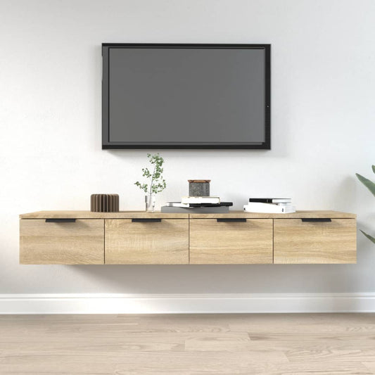 Wandkasten 2 st 68x30x20 cm bewerkt hout gerookt eiken is nu te koop bij PeponiXL, paradijselijk wonen!