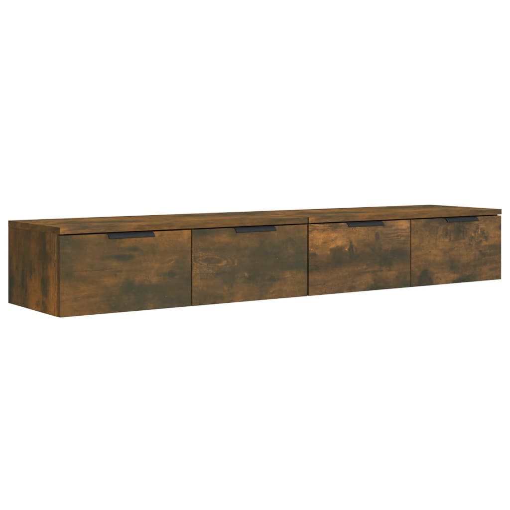 Wandkasten 2 st 68x30x20 cm bewerkt hout gerookt eiken is nu te koop bij PeponiXL, paradijselijk wonen!