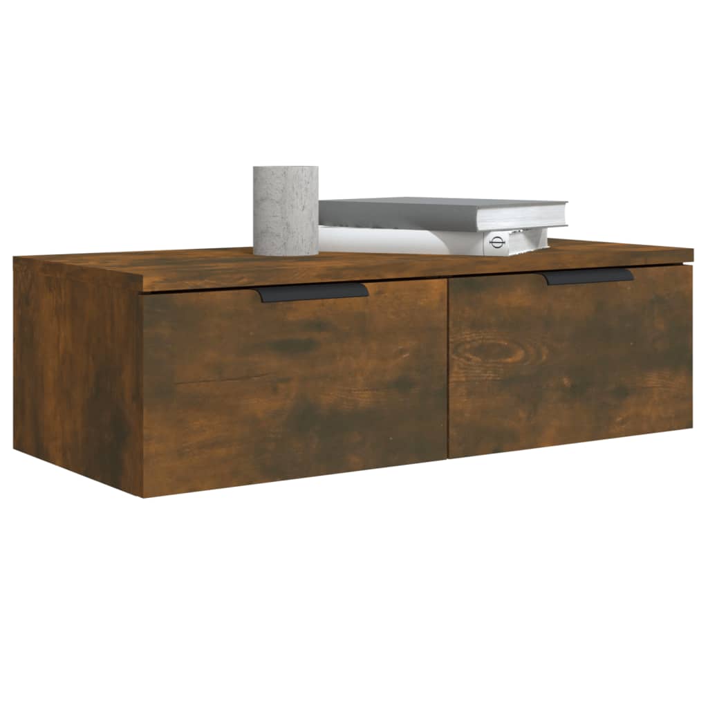 Wandkasten 2 st 68x30x20 cm bewerkt hout gerookt eiken is nu te koop bij PeponiXL, paradijselijk wonen!